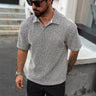 Virelna Casual Sports Thin Polo Shirt With A Turn-down Collar And Plaid Short Sleeves